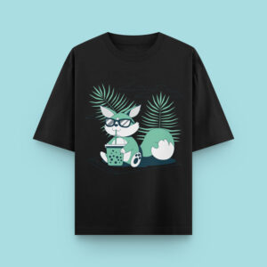 Bubble Tea_Womens Oversized T-Shirt_Black