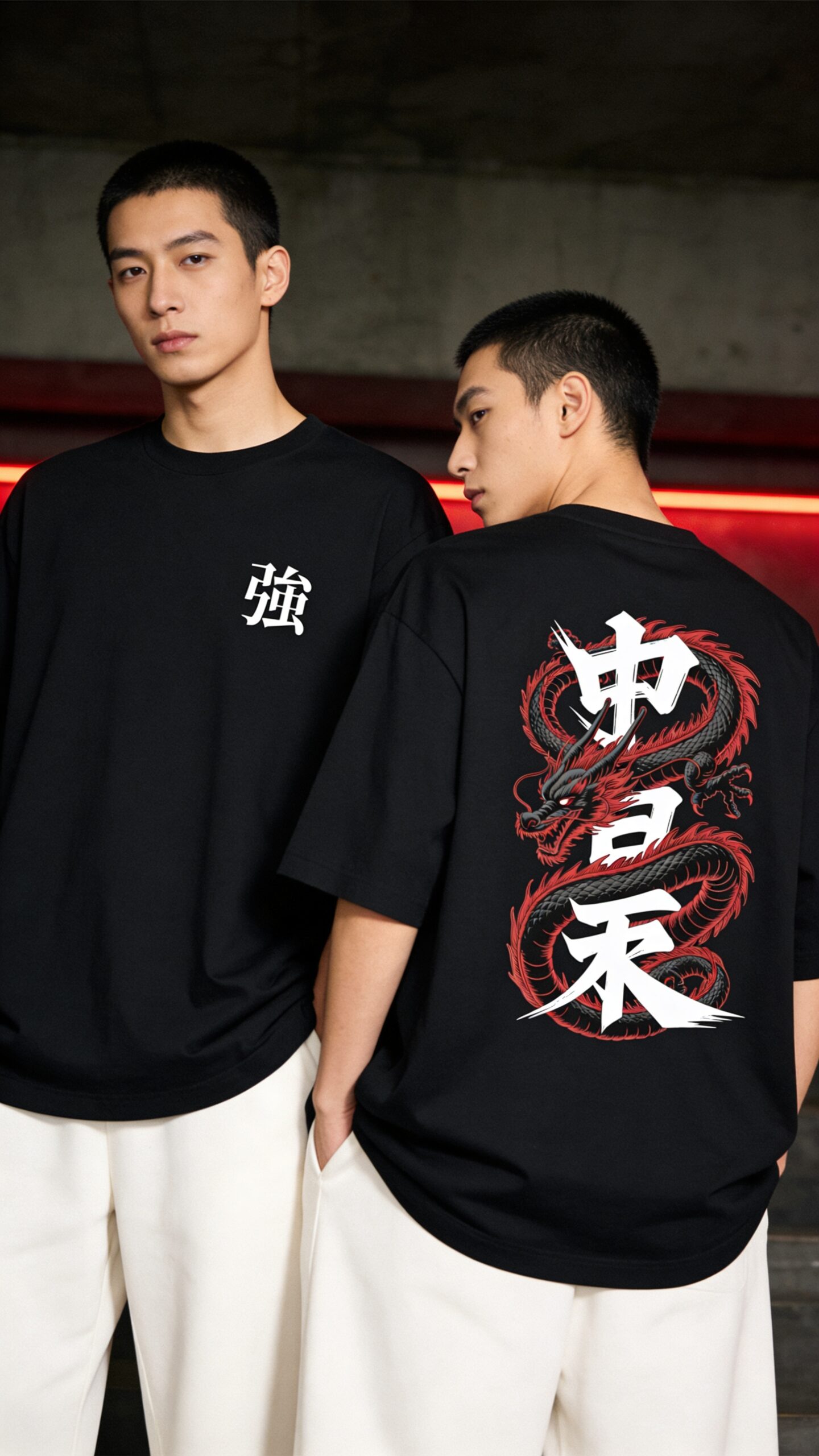 DRGN/RED_Unisex Oversized-T-Shirt_Black - Image 3